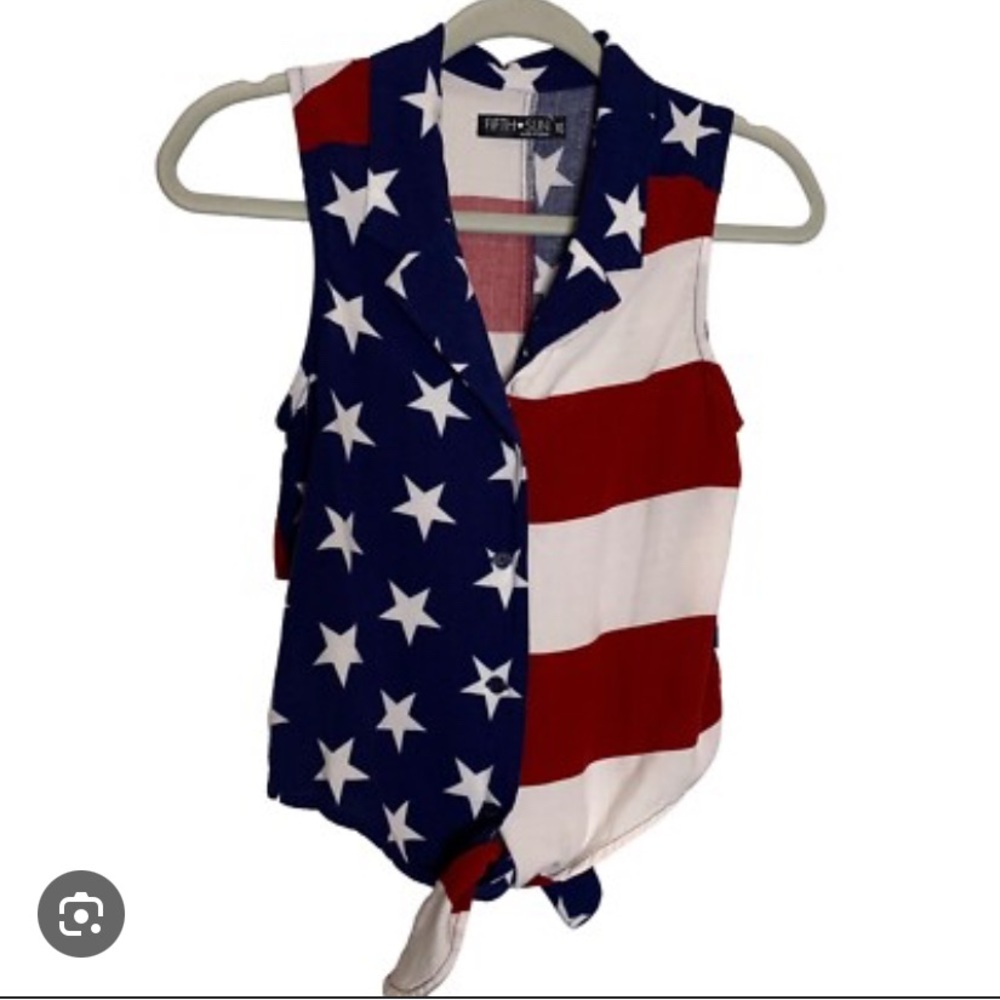 Blue and White Star Pattern Tie Top